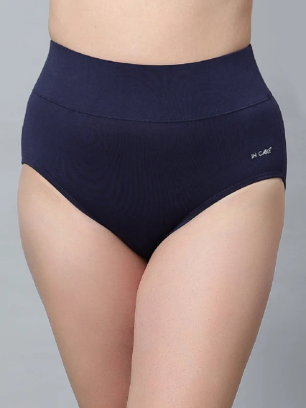 seamless panties with a concealed pocket and a moisture-wicking finishBelly Control Tummy Tucker Panty With Broad belt Elastic (Pack of 1) NAVYBLUE