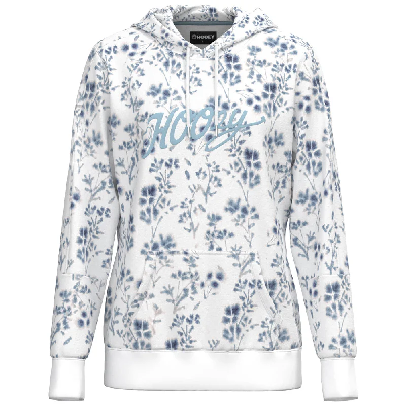 Women's Hooded Sweatshirts with Spandex Lining"Canyon" Blue Floral Print Hoody