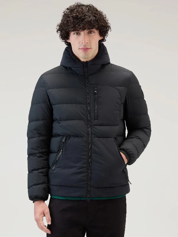 Women's Coats with ZipperPiumino Corto in Nylon Crinkle Nero