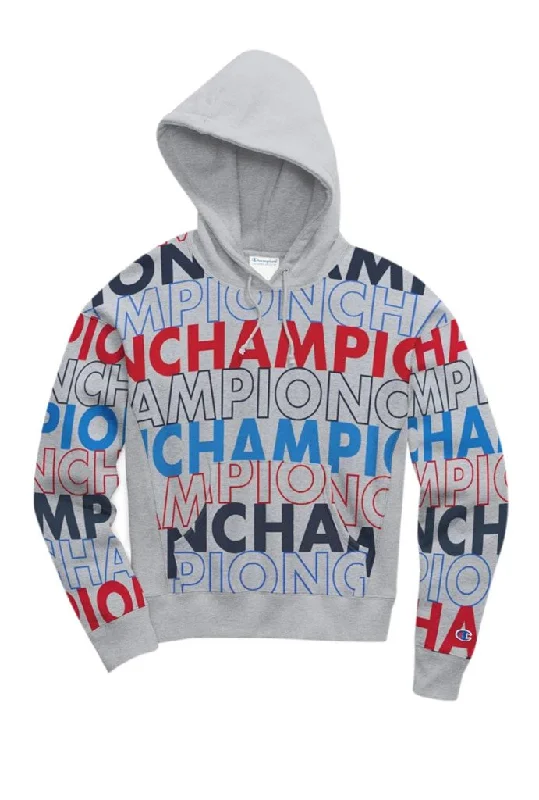 Women's Hooded Sweatshirts with Cotton LiningChampion Reverse Weave Pull Over Women's Hoodie, All Over Print