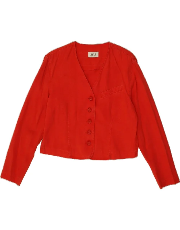 Women's Leather CoatsVINTAGE Womens Crop 5 Button Blazer Jacket UK 14 Medium Red Lyocell