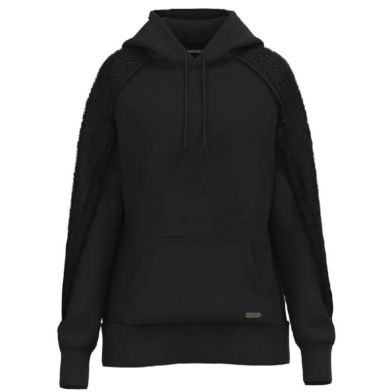 Women's Hooded Sweatshirts with Welt Pockets"Chaparral" Black w/Crochet Mesh Hoody