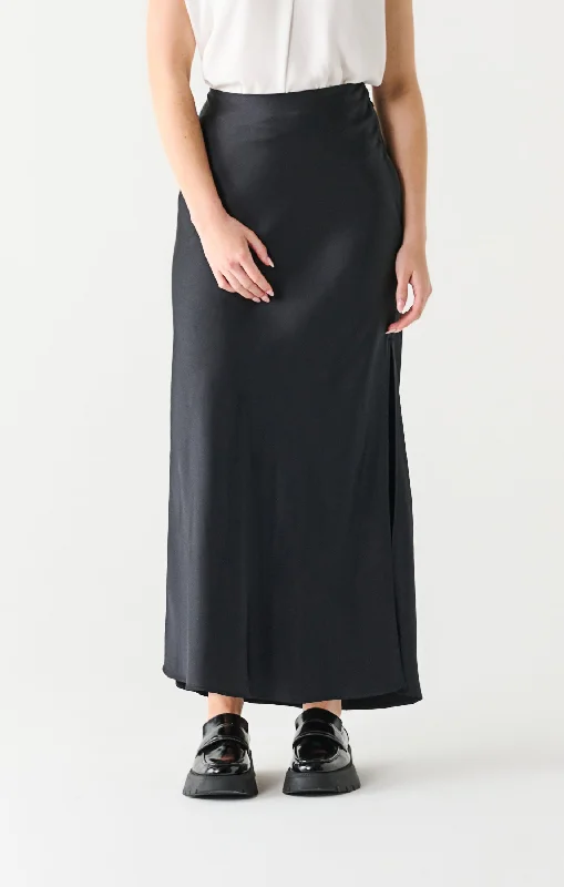 Women's U-Shaped Collar DressesSatin Maxi Skirt