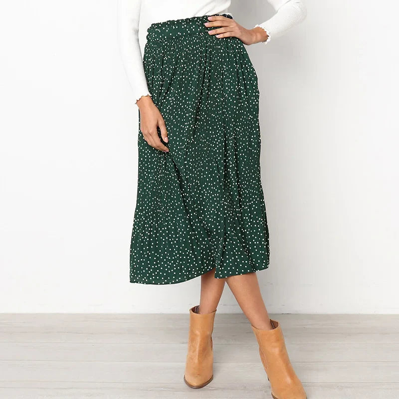 Women's Lightweight SkirtsChiffon Print High Waist Pleated Maxi Skirt