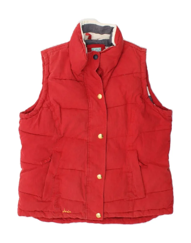 Women's PeacoatsJOULES Womens Padded Gilet UK 14 Large Red Cotton