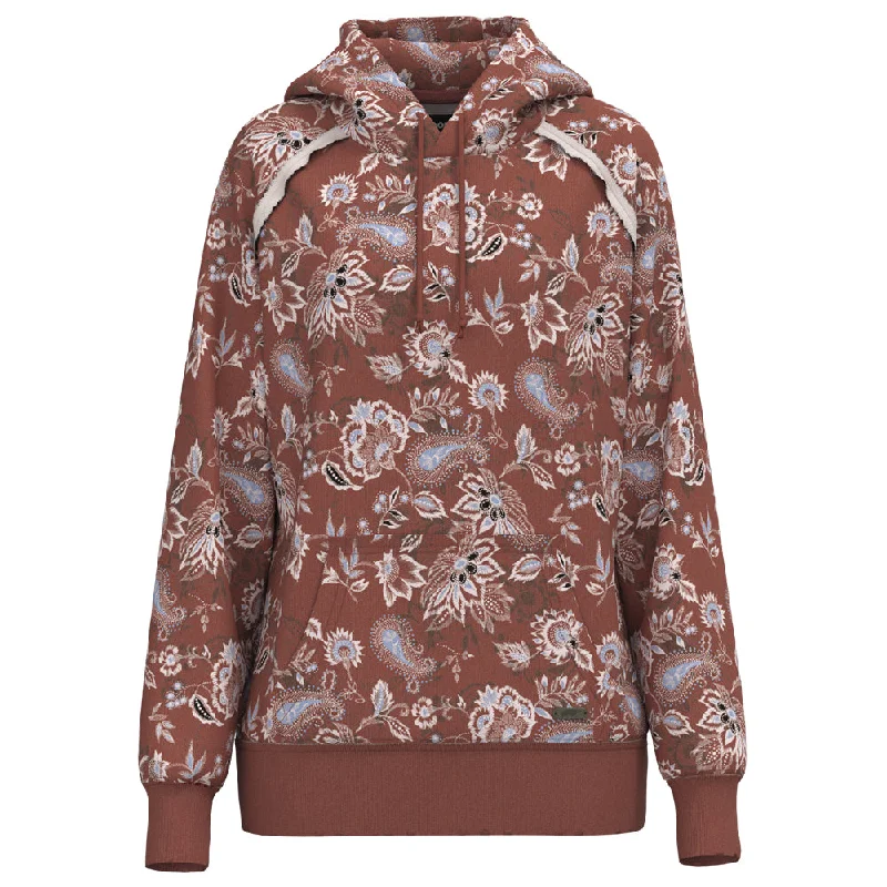 Women's Hooded Sweatshirts with Button Pockets"Chaparral"  Marsala Floral Print Hoody