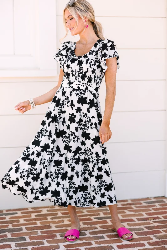 Women's Keyhole-Neck DressesSuit Yourself Black Floral Midi Dress