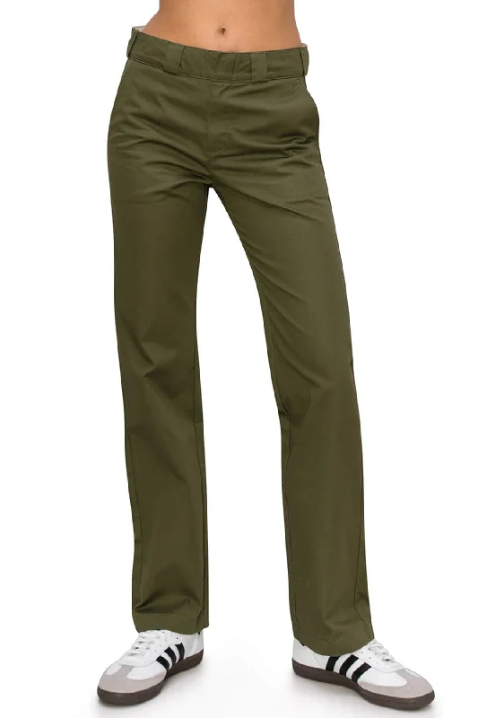 Women's Cargo ShortsHigh Rise Straight Leg Work Pants - Olive