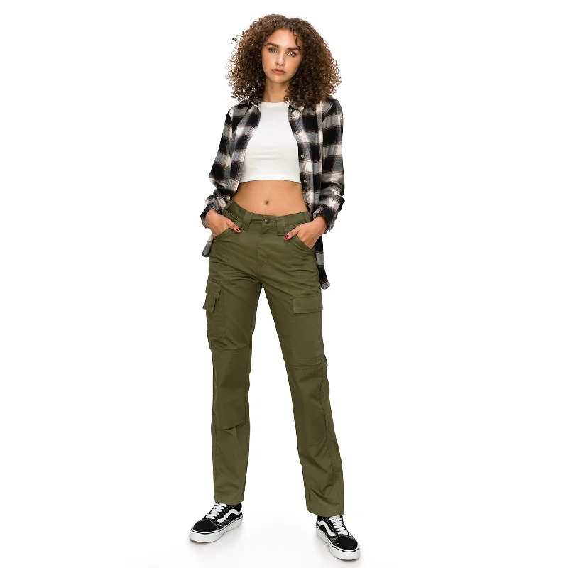 Women's Jodhpurs with Straight HemHigh Rise Slim Fit Cargo Work Pants - Olive