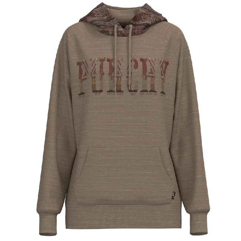 Women's Hooded Sweatshirts with Heavyweight Fabric"Punchy" Tan w/ Multi Color Logo Hoody