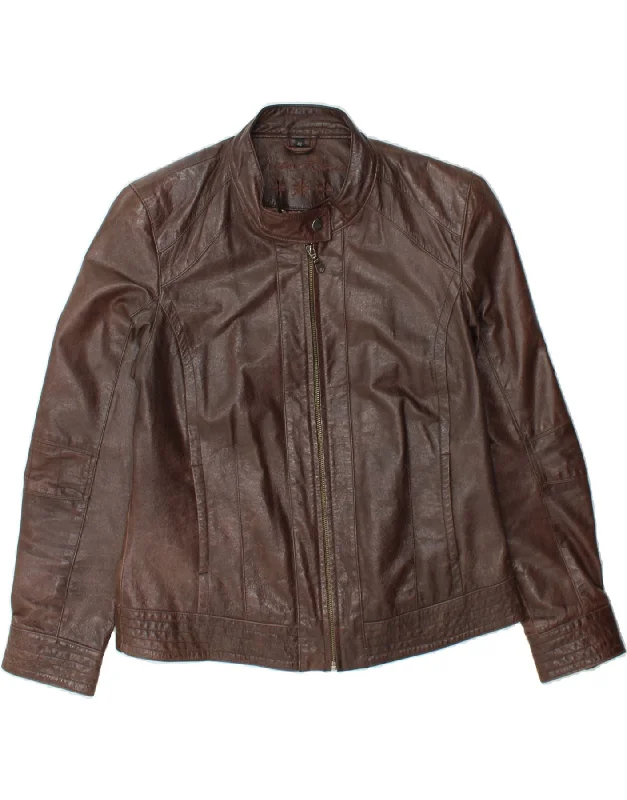 Women's Bomber CoatsVINTAGE Womens Leather Jacket IT 42 Medium Brown Leather