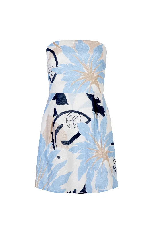 Women's Square-Neck Dresses'Yves Uro' Mini Dress - Signature Print Blue