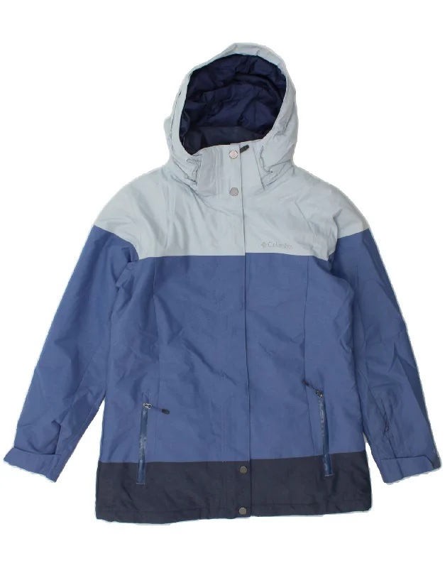 Stylish Women's CoatsCOLUMBIA Womens Omni-Heat Hooded Rain Jacket UK 10 Small Blue Colourblock