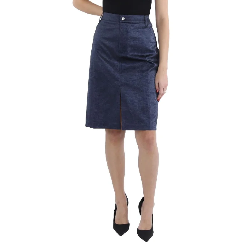 Women's Low-Waisted SkirtsWomens Midi Faux Leather Midi Skirt