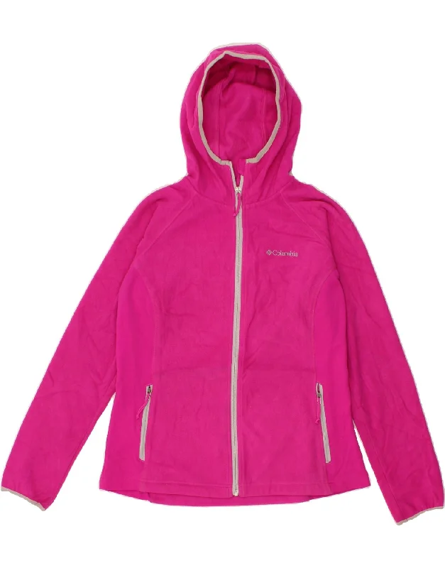 Women's Quilted CoatsCOLUMBIA Womens Hooded Fleece Jacket UK 12 Medium Pink Polyester