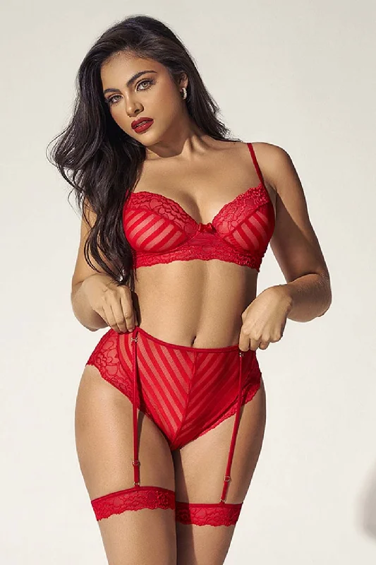 full-body suit with built-in bra for supportMapale 8815 Two Piece Set Color Red