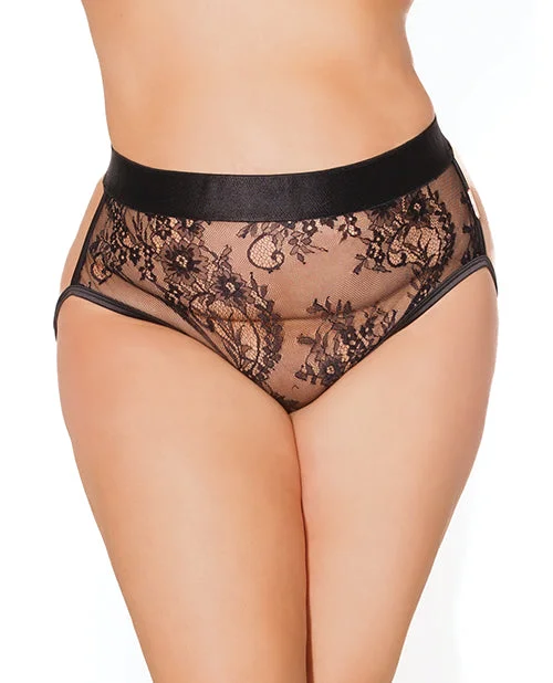 cotton-blend hipster panties for daily wearCoquette Pleasure Collection Queen Mesh Lace and Rose Gold Metal Chain Panty Black