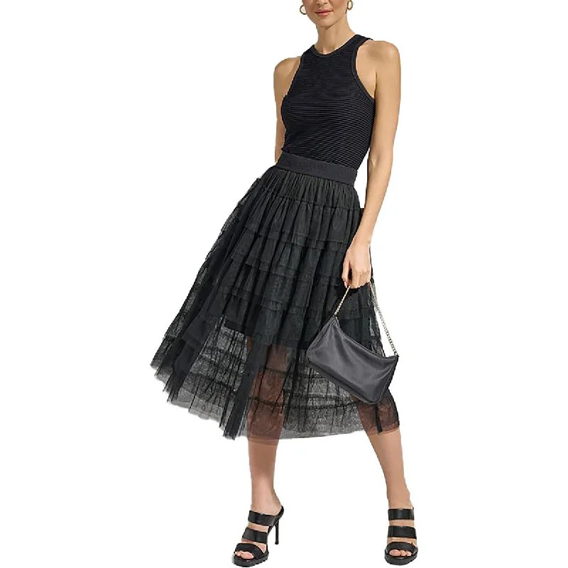 Women's Vintage SkirtsWomens Tulle Tiered Midi Skirt