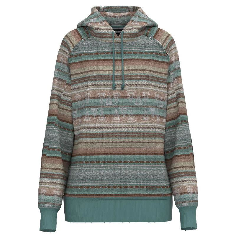 Women's Hooded Sweatshirts with Tight Waist"The Distressed" Turquoise /Serape Hoody