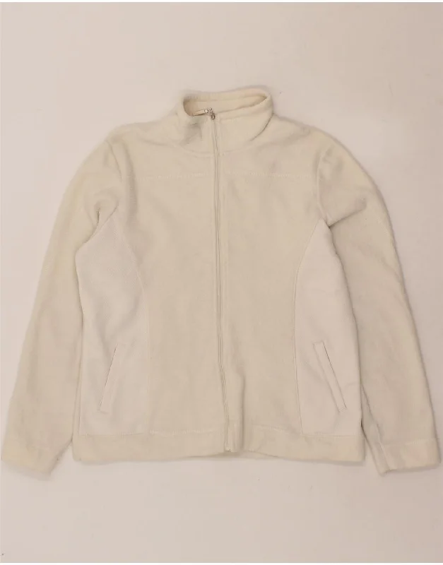 Women's Coats with Fur Trimmed ZipperIZOD Womens Fleece Jacket UK 12 Medium Off White Colourblock Polyester