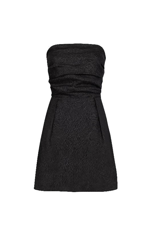 Women's Keyhole-Back Dresses'Yves Uro' Gathered Mini Dress - Black