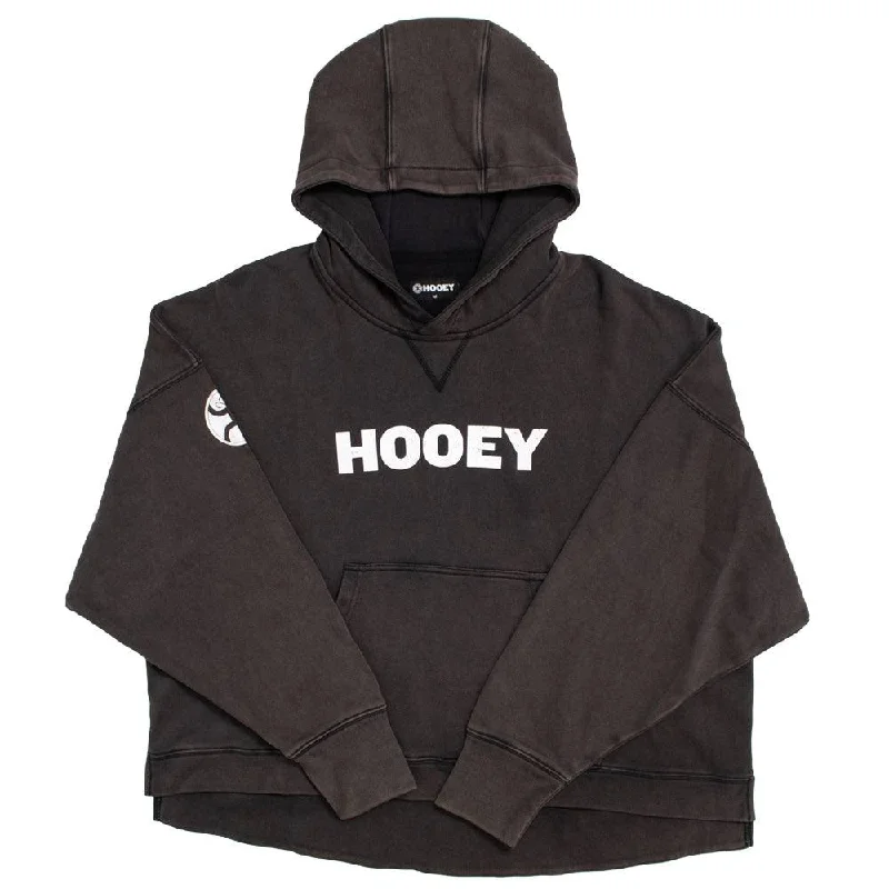 Women's Hooded Sweatshirts with Damask Lining"Roomy" Black w/ White Logo Hoody