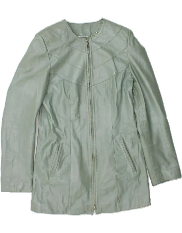 Women's Windbreaker CoatsVINTAGE Womens Leather Jacket UK 12 Medium Green