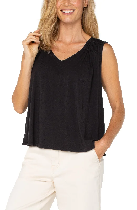 Women's Jodhpurs with Mid WaistSLEEVELESS SHIRRED DETAIL KNIT TOP