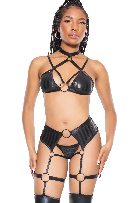 seamless body brief for smoothing under tight-fitting clothesCoquette 22216 Striped Matte-Gloss Wet Look Set