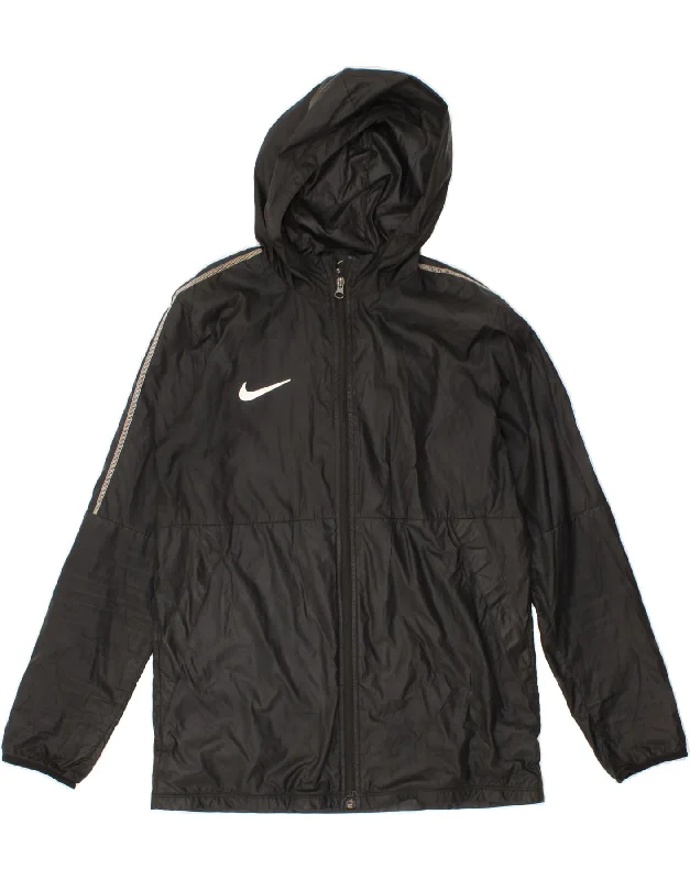 Women's Coats with ButtonsNIKE Womens Hooded Rain Jacket UK 14 Medium Black Polyester