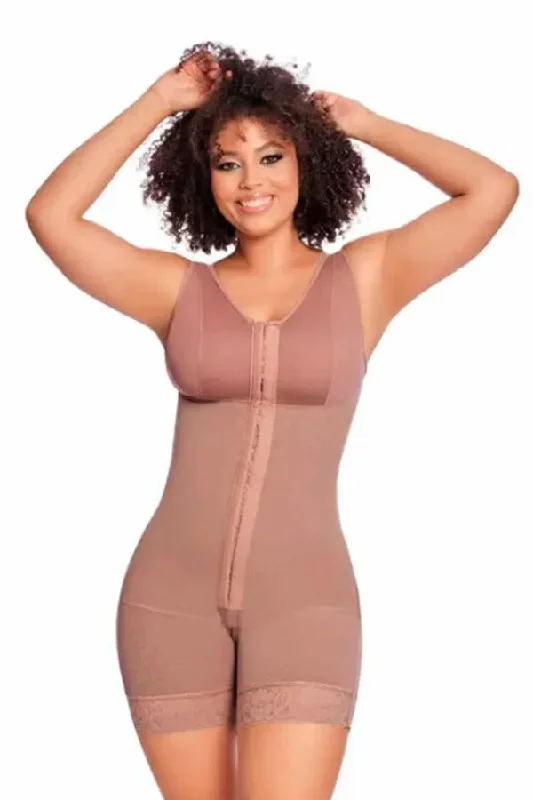 plus-size waist trainer with power mesh for firmnessMid Leg Body Shaper