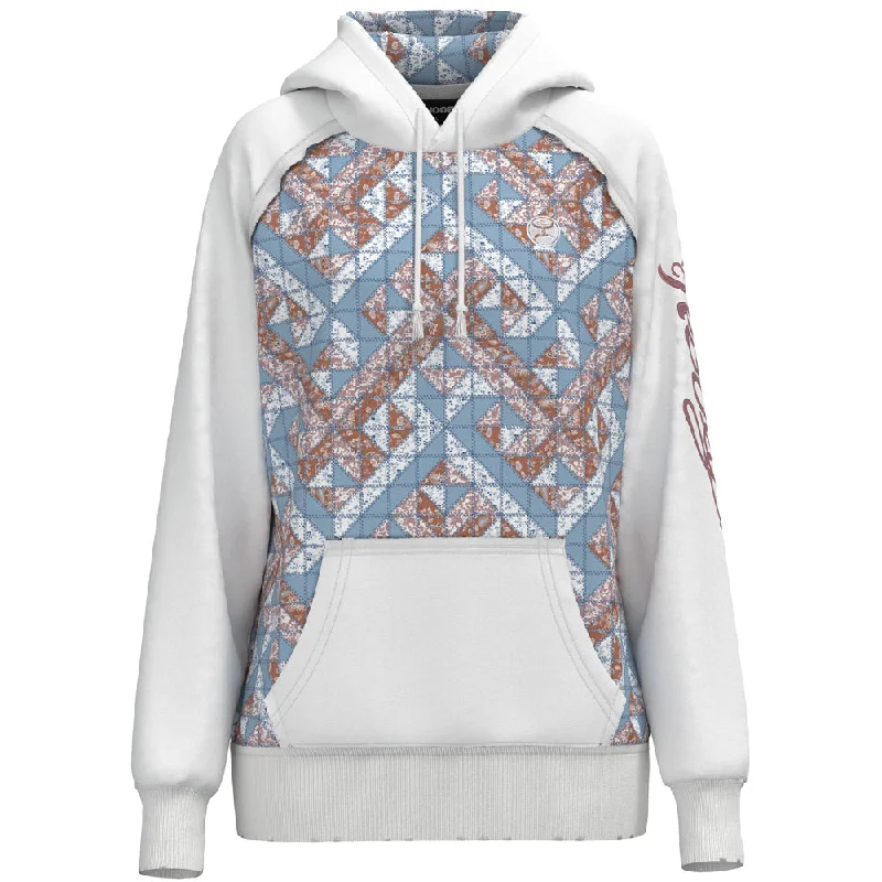 Women's Hooded Sweatshirts with Rayon Lining"Chaparral" Hoody Red/Pink/Blue /White Quilted Pattern