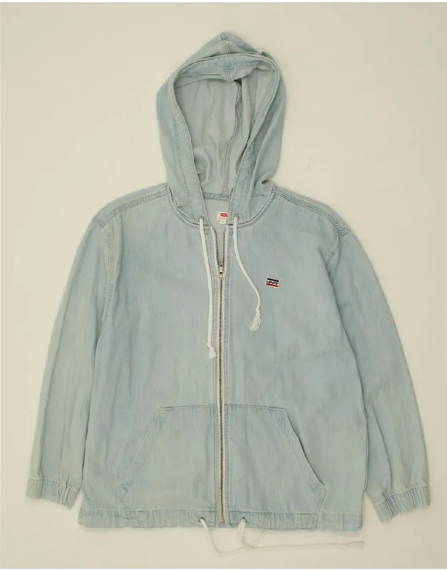 Women's Windbreaker CoatsLEVI'S Womens Hooded Denim Jacket UK 10 Small Blue Cotton