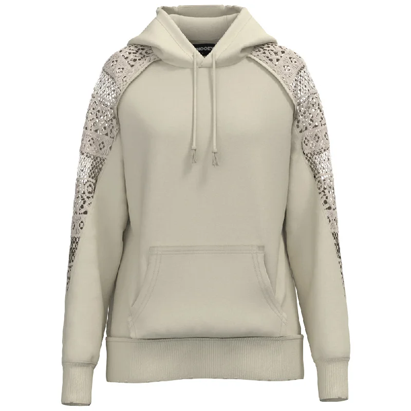 Women's Hooded Sweatshirts with Polyester Lining"Chaparral" Hoody Tan w/ Crochet Mesh