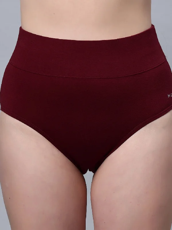 stretch lace panties with a sheer overlay for a seductive appealBelly Control Tummy Tucker Panty With Broad belt Elastic (Pack of 1) MAROON