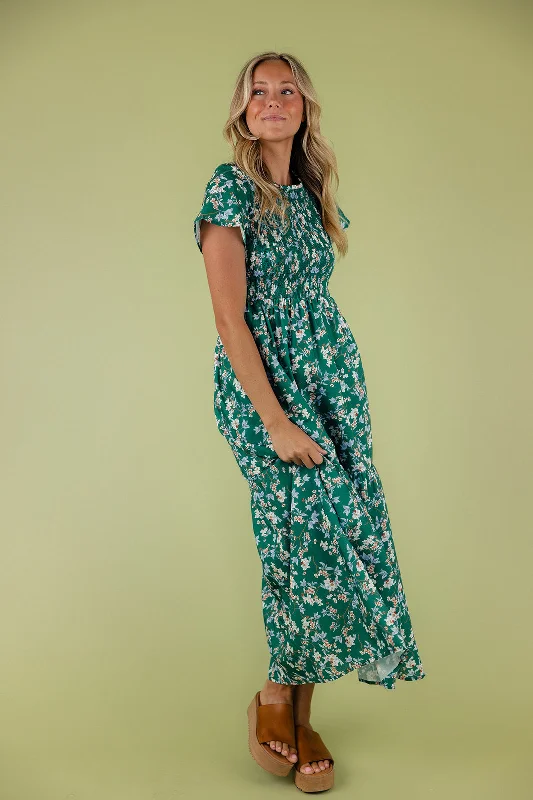 Women's High Collar DressesFalling In Love Smocked Maxi