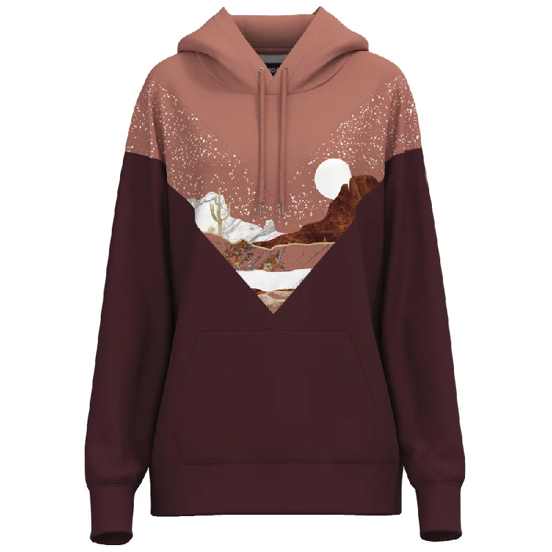 Women's Hooded Sweatshirts with Stretch Waist"Berkley" Pink/Maroon Chevron Pattern Hoody