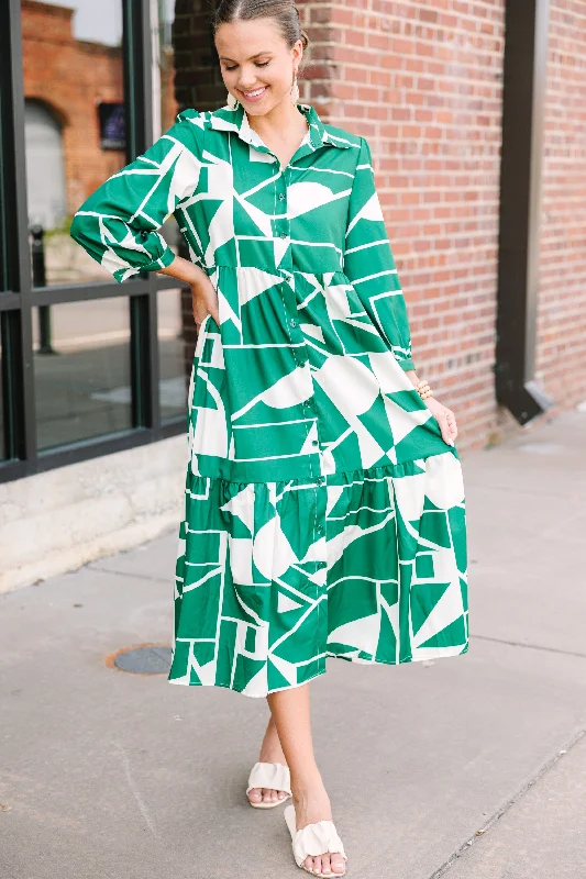 Women's Sweetheart-Back DressesJust What You Love Green Abstract Midi Dress