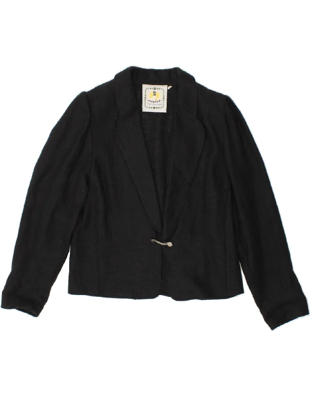 Women's Coats with Fur Trimmed SleevesMEICO Womens Crop Blazer Jacket IT 40 Small Black Linen