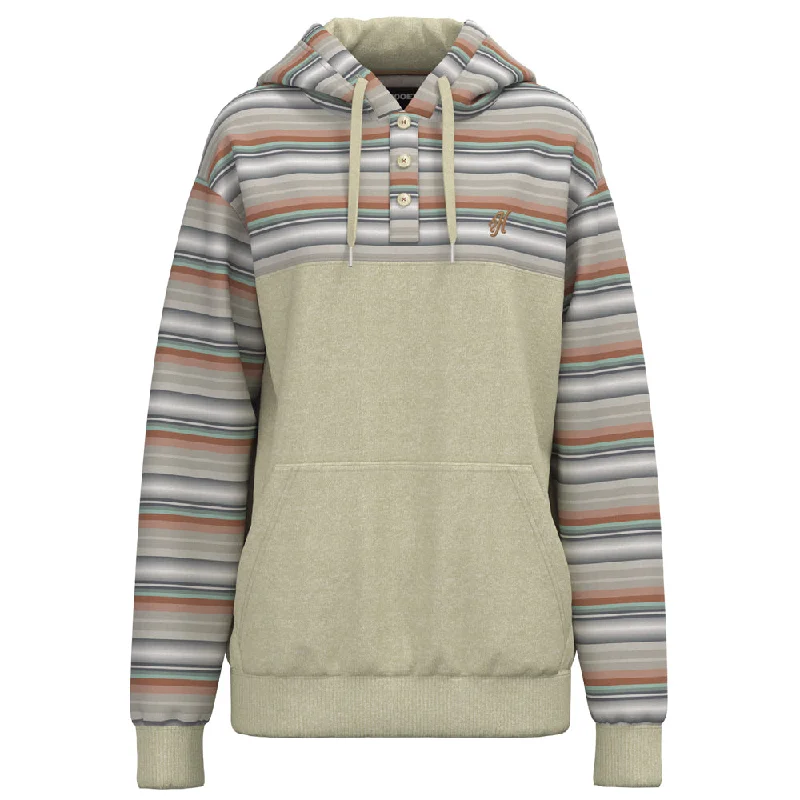 Women's Hooded Sweatshirts with Buttons"Jimmy" Tan/Serape Hoody