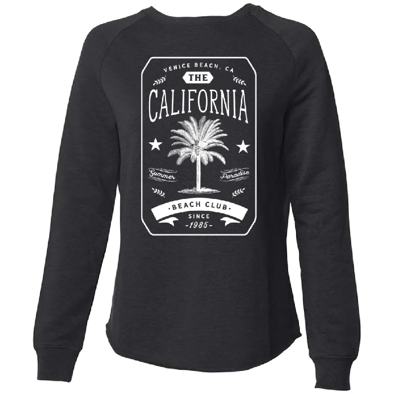 Women's Hooded Sweatshirts with Soft FabricCalifornia Beach Club White Print Super Soft Crewneck Sweater