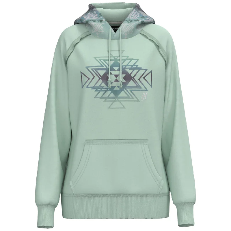 Women's Hooded Sweatshirts with Nylon Lining"Chaparral" Hoody Teal w/Aztec