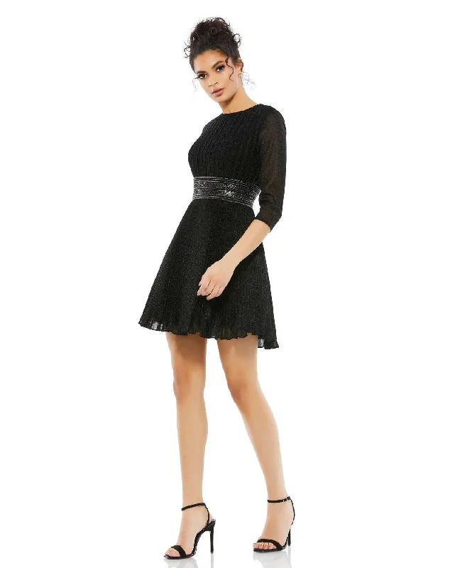 Women's High Collar DressesMac Duggal 30749 Short Cocktail Pleated Mini Dress