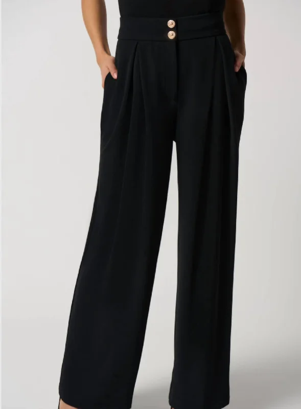 Women's Jodhpurs with V-Shaped CollarStraight Pants In Black