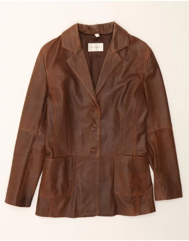 Women's Coats with Fur Trimmed HoodSASHA Womens Leather Jacket UK 10 Small Brown Leather