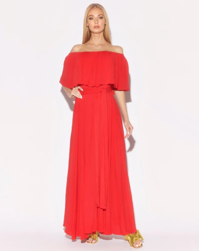 Women's Sweetheart-Back DressesMorning Glory Maxi Dress - Cherry