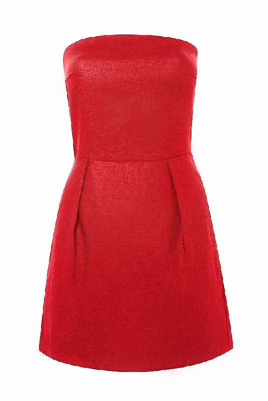 Women's Rounded-Neck Dresses'Yves Uro' Mini Dress - Tomato Red