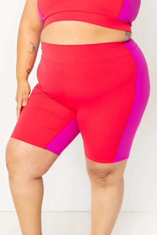 9 Inch Swim Shorts - Colorblock Fuchsia