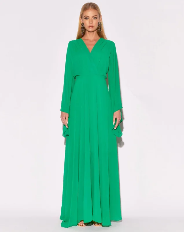 Women's Notched Collar DressesSunset Maxi Dress - Emerald