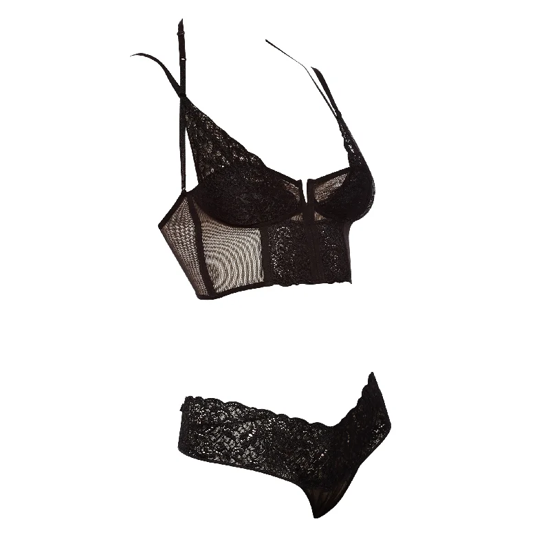 strapless bra with silicone stripsConvertible Longline Bra + Lace-Top Ruched Bikini Panties Set